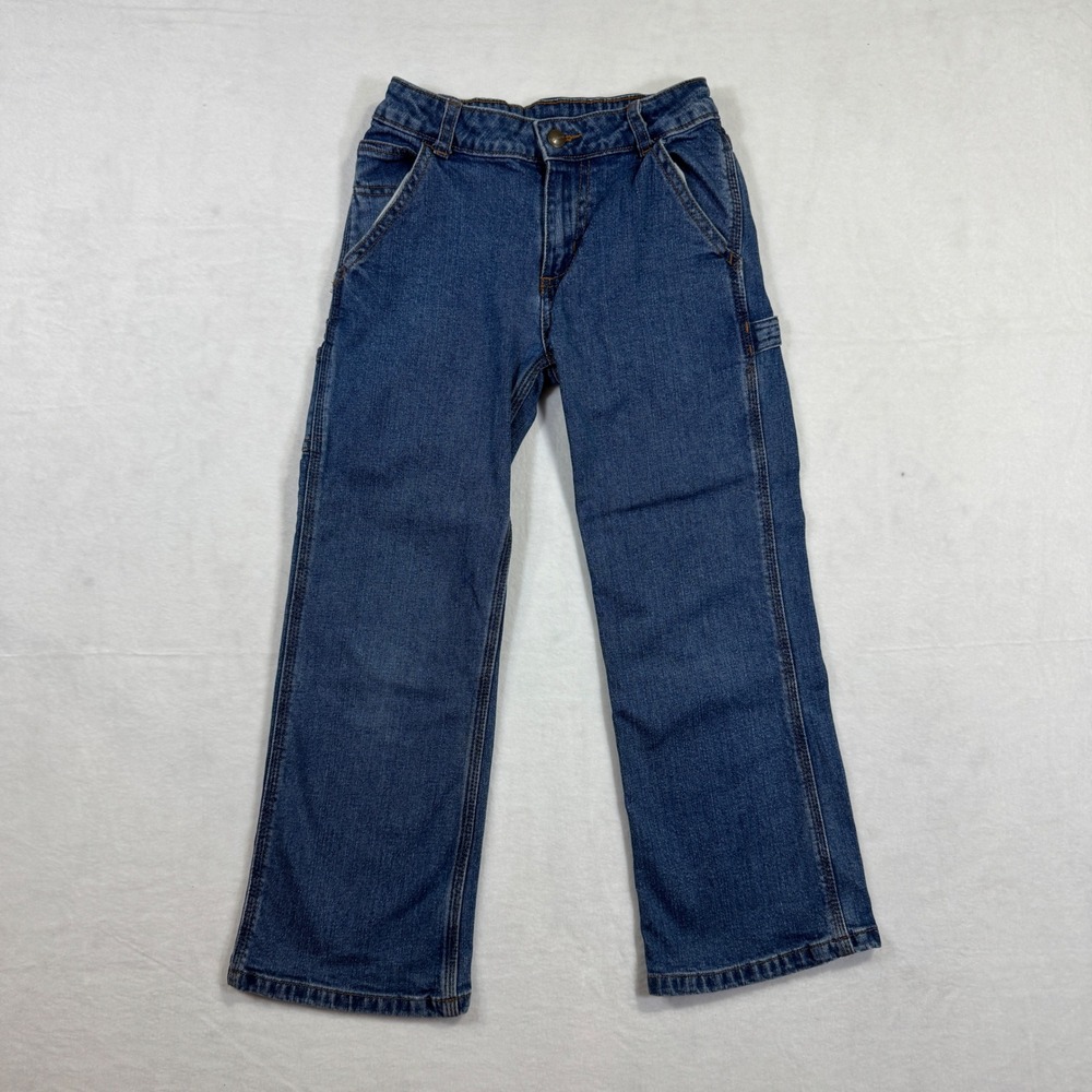 Carhartt Boys Size 7 Carpenter Jeans Blue Denim Adjustable Waist BD8383-B